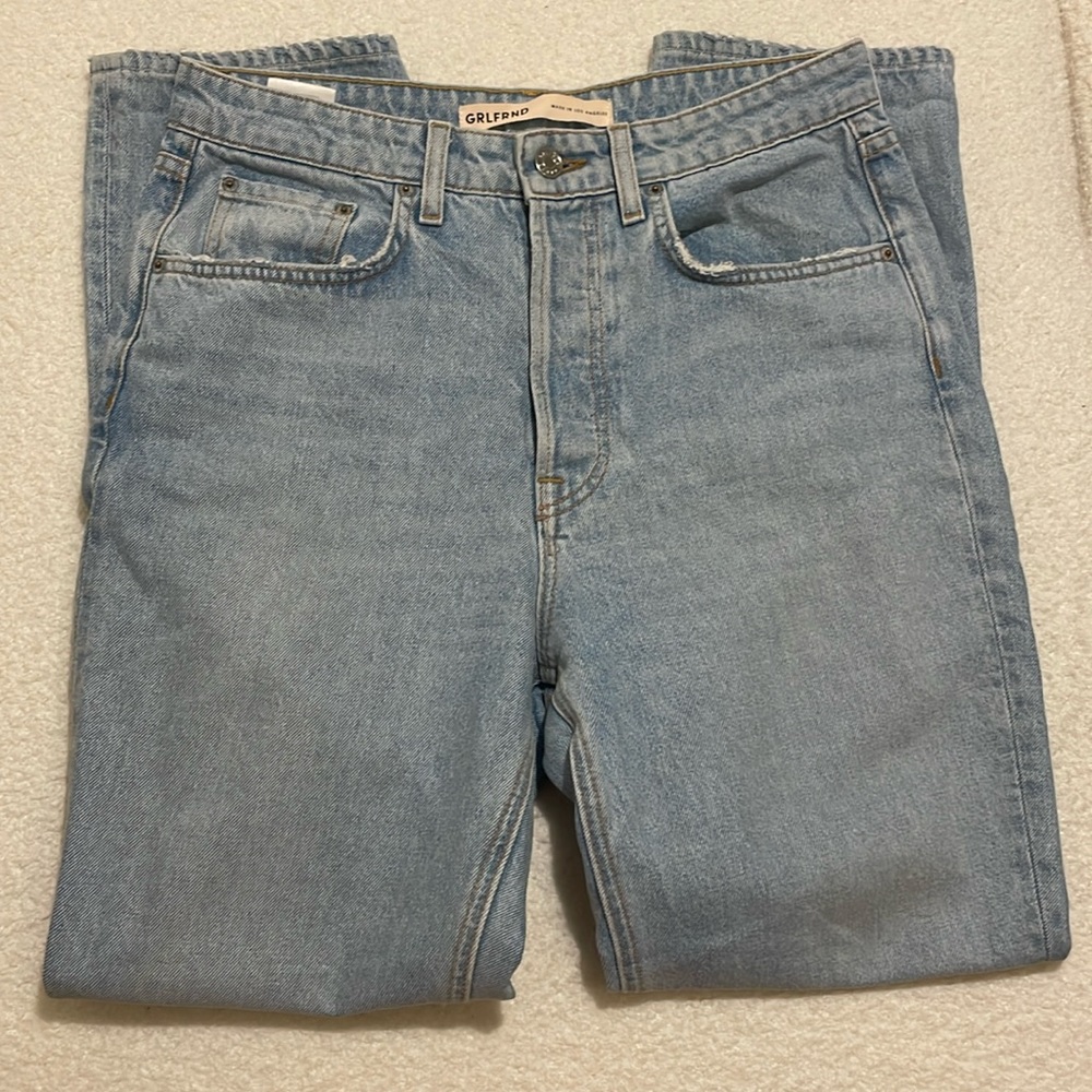 GRLFRND denim “the Karolina” high rise straight crop